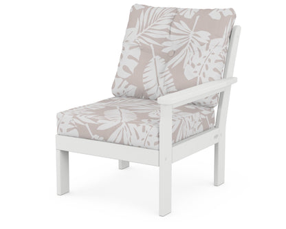 POLYWOOD® Vineyard Modular Right Arm Chair in White / Leaf Dune Burlap