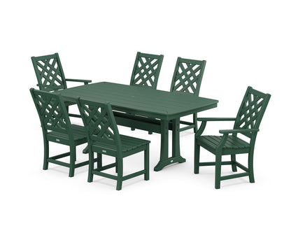 Country Living Wovendale 7-Piece Dining Set with Trestle Legs in Green