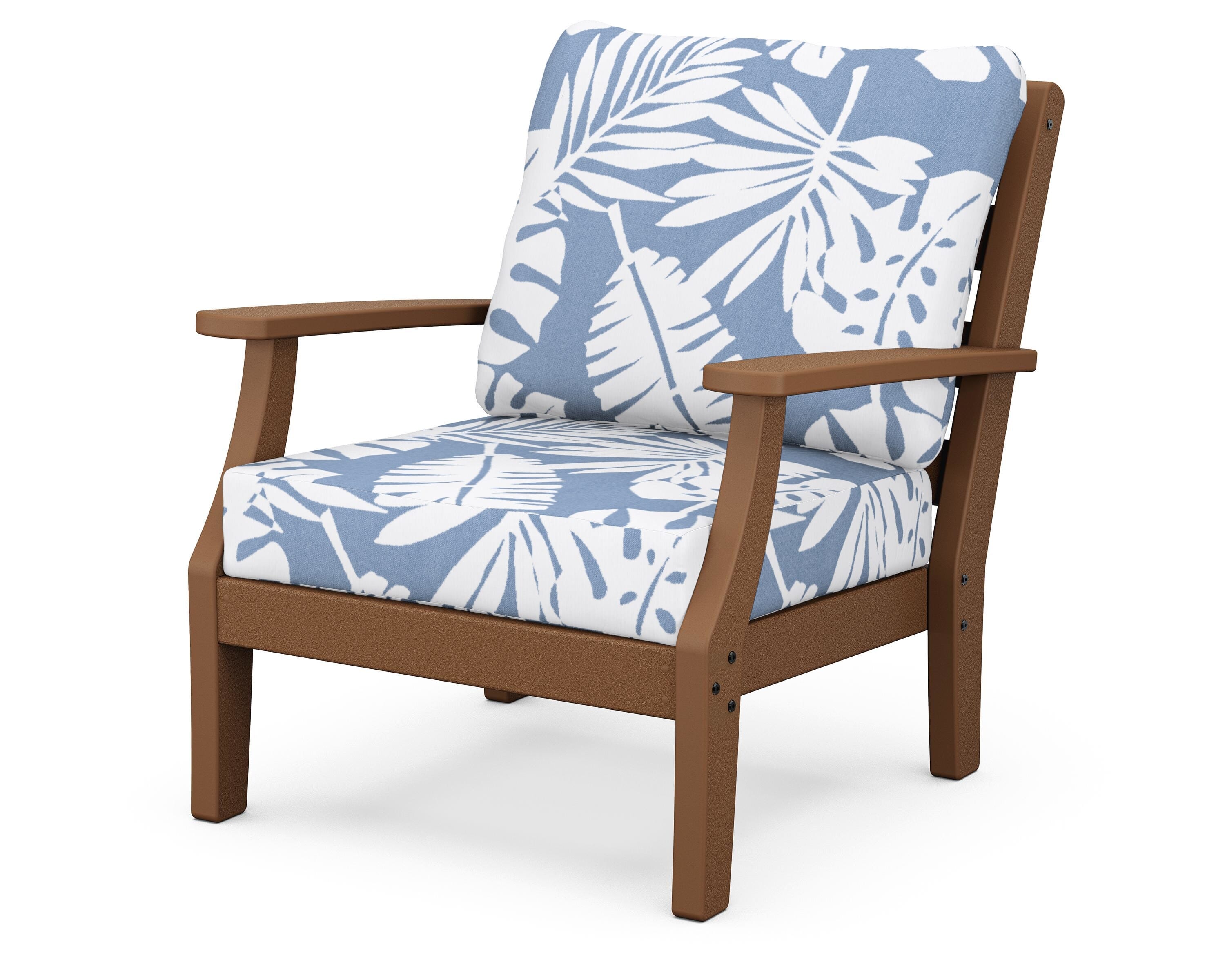 POLYWOOD® Chesapeake Deep Seating Chair in Teak / Leaf Sky Blue