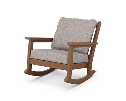 POLYWOOD® Chippendale Deep Seating Rocking Chair in Teak / Weathered Tweed