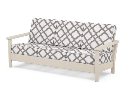 POLYWOOD® Harbour Deep Seating Sofa in Sand / Trellis Grey Mist