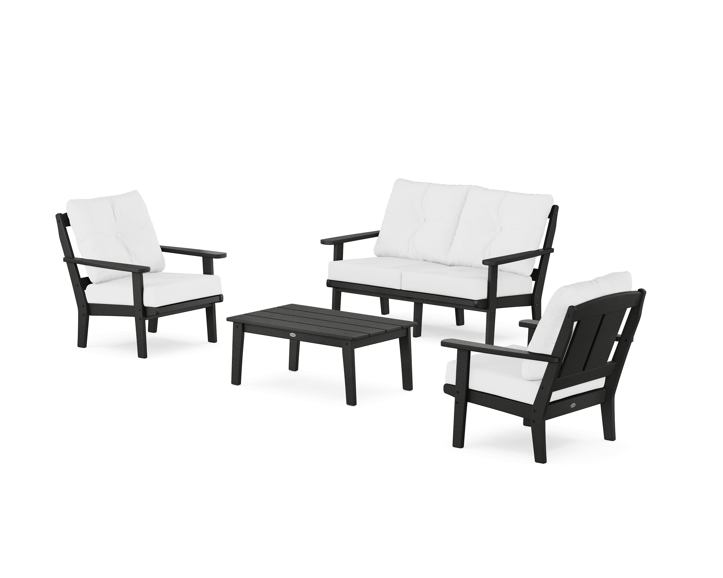 POLYWOOD® Mission 4-Piece Deep Seating Set with Loveseat in Black / Natural