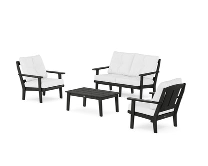 POLYWOOD® Mission 4-Piece Deep Seating Set with Loveseat in Black / Natural