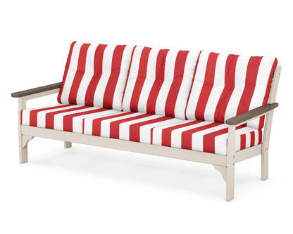 POLYWOOD® Vineyard Deep Seating Sofa in Sand / Kona / Cabana Stripe Crimson