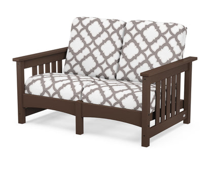 POLYWOOD® Club Mission Loveseat in Mahogany / Trellis Grey Mist