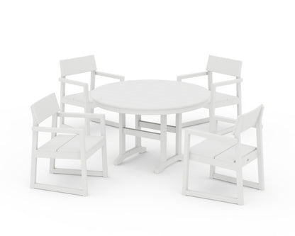 POLYWOOD® EDGE 5-Piece Round Farmhouse Dining Set in White