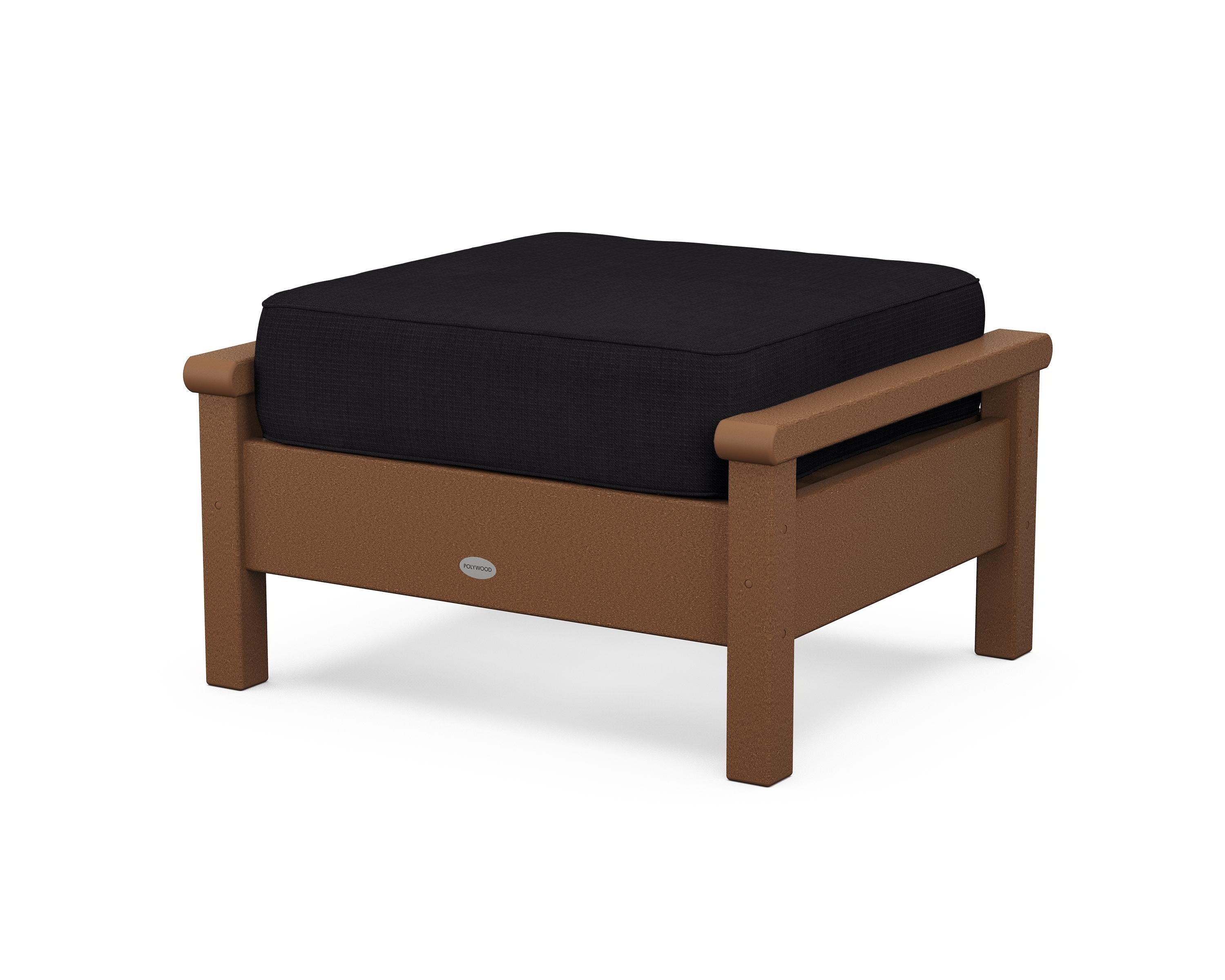 POLYWOOD® Harbour Deep Seating Ottoman in Teak / Midnight Linen
