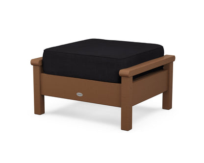 POLYWOOD® Harbour Deep Seating Ottoman in Teak / Midnight Linen