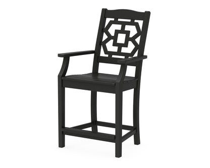 Martha Stewart by POLYWOOD® Chinoiserie Counter Arm Chair in Black