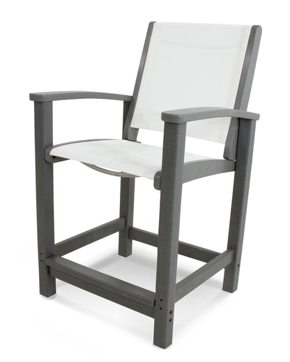 POLYWOOD® Coastal Counter Chair in Slate Grey / White Sling
