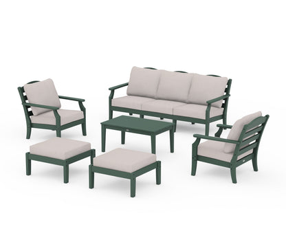 Draper James™ by  POLYWOOD® Savannah 6-Piece Lounge Sofa Set in Green / Dune Burlap