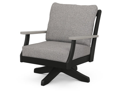 POLYWOOD® Braxton Deep Seating Swivel Chair in Black / Driftwood / Grey Mist