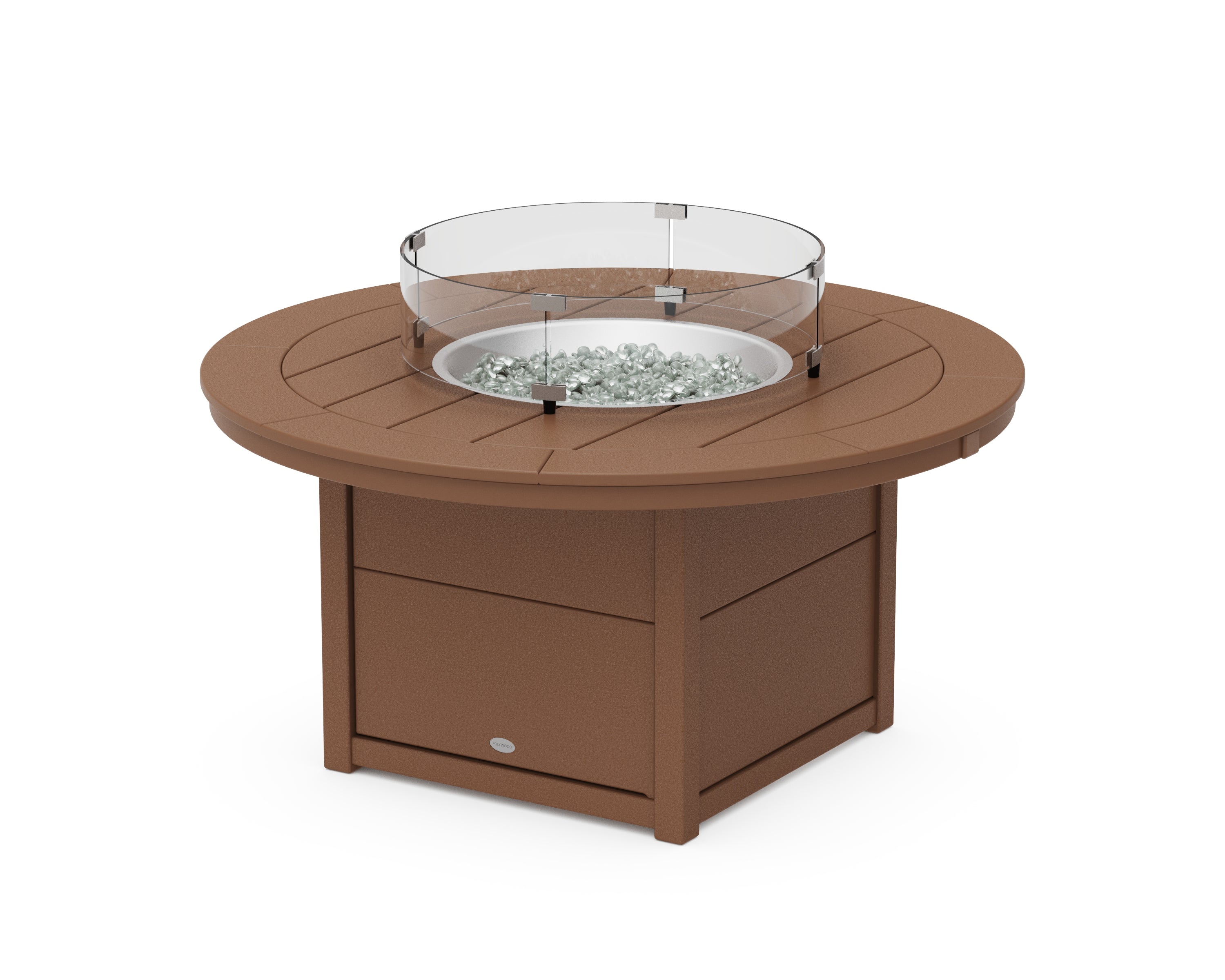 POLYWOOD® Round 48" Fire Pit Table in Teak