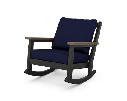 POLYWOOD® Chippendale Deep Seating Rocking Chair in Black / Kona / Navy