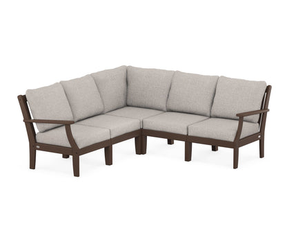 POLYWOOD® Braxton Modular 5-Piece Deep Seating Set in Mahogany / Weathered Tweed