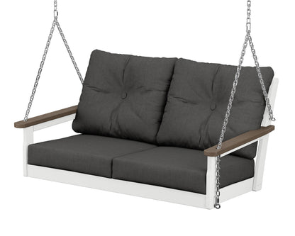 POLYWOOD® Vineyard Deep Seating Swing in White / Kona / Spectrum Carbon