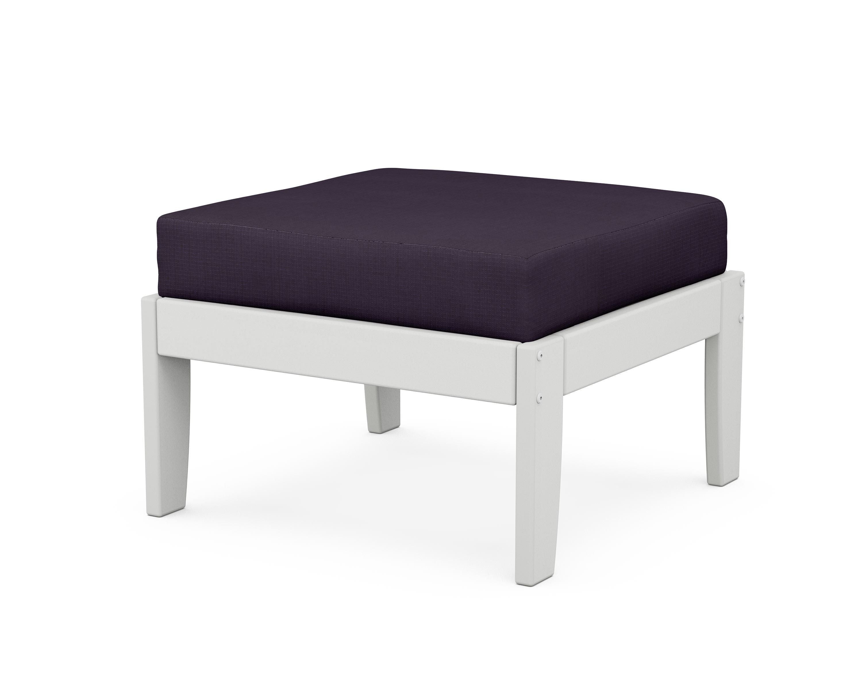 Unbranded Modular Ottoman - Classic in White / Navy Linen