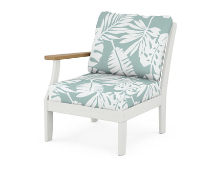 POLYWOOD® Braxton Modular Left Arm Chair in White / Natural / Leaf Glacier Spa