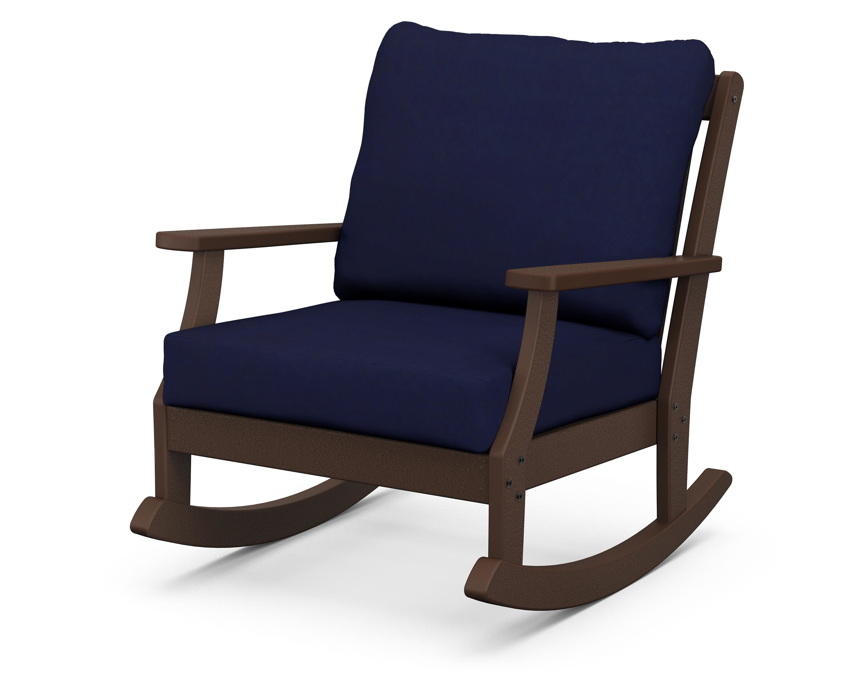 POLYWOOD® Braxton Deep Seating Rocking Chair in Mahogany / Navy
