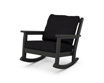 POLYWOOD® Chippendale Deep Seating Rocking Chair in Black / Midnight Linen