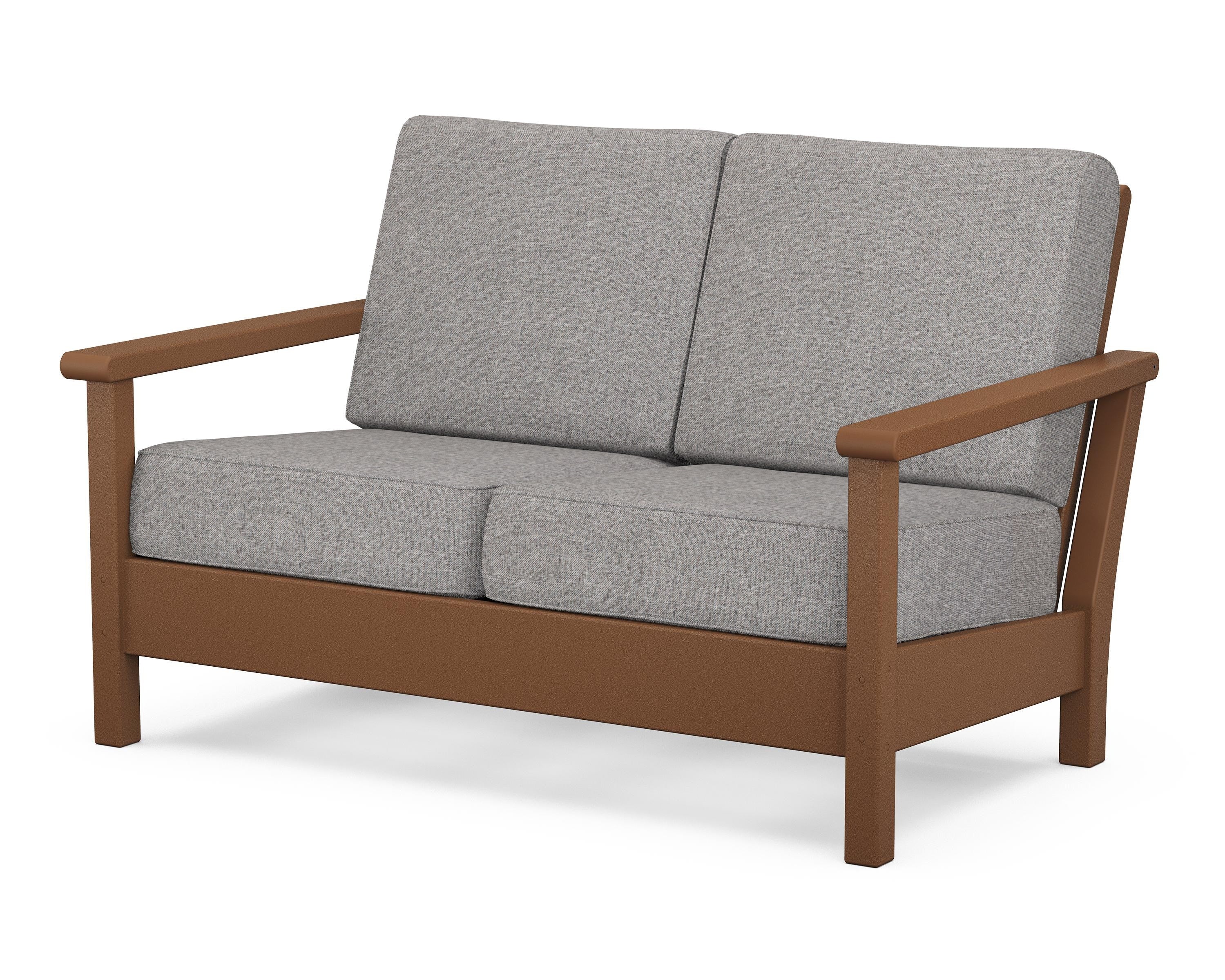 POLYWOOD® Harbour Deep Seating Loveseat in Teak / Grey Mist