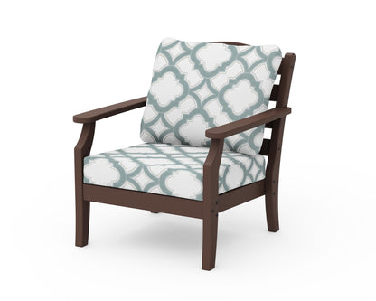 Draper James™ by  POLYWOOD® Savannah Deep Seating Chair in Mahogany / Trellis Glacier Spa
