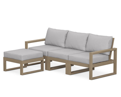 POLYWOOD® EDGE 4-Piece Modular Deep Seating Set with Ottoman in Vintage Sahara / Granite