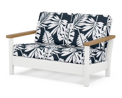 POLYWOOD® Harbour Deep Seating Loveseat in White / Natural / Leaf Marine Indigo