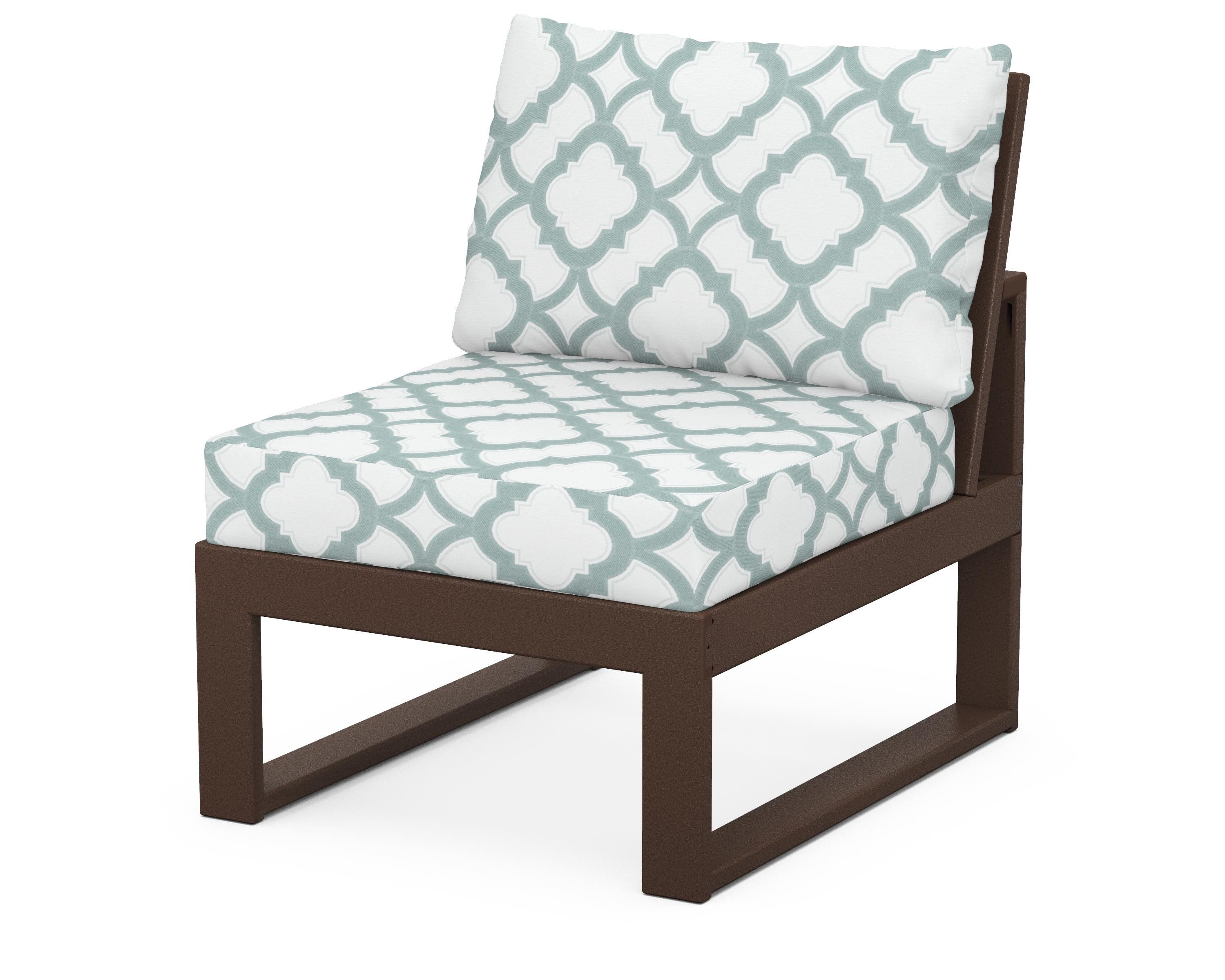 Unbranded Modular Armless Chair in Mahogany / Trellis Glacier Spa