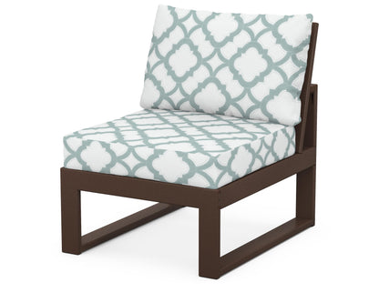 Unbranded Modular Armless Chair in Mahogany / Trellis Glacier Spa