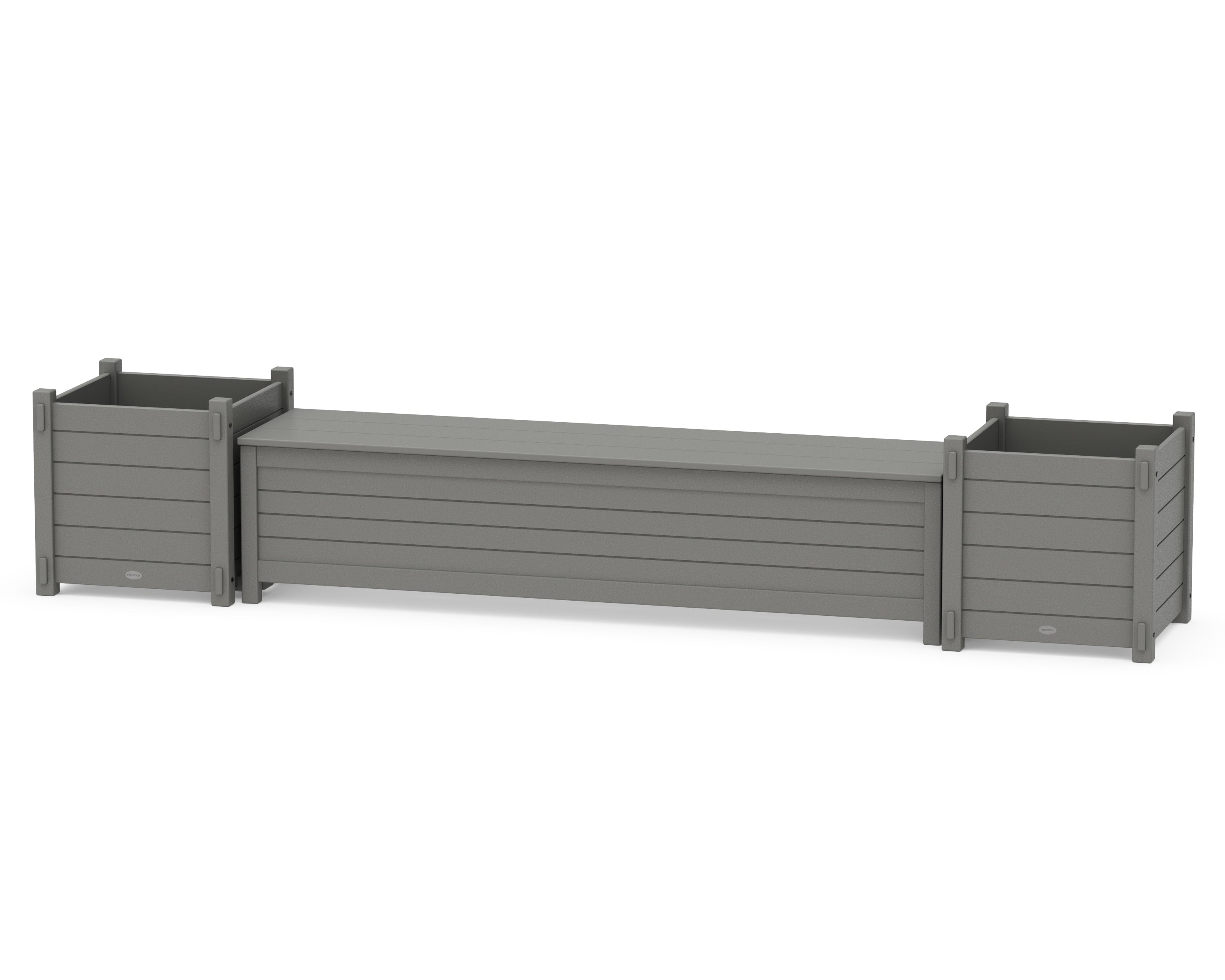 POLYWOOD® 72" Nautical Straight Planter Storage Bench Set- Large in Slate Grey