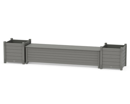 POLYWOOD® 72" Nautical Straight Planter Storage Bench Set- Large in Slate Grey
