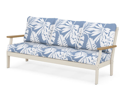 POLYWOOD® Braxton Deep Seating Sofa in Sand / Natural / Leaf Sky Blue