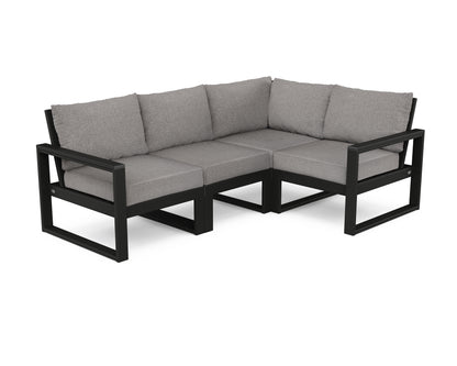 POLYWOOD® EDGE 4-Piece Modular Deep Seating Set in Black / Grey Mist