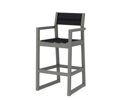 POLYWOOD® EDGE Sling Bar Arm Chair in Slate Grey / Black Sling