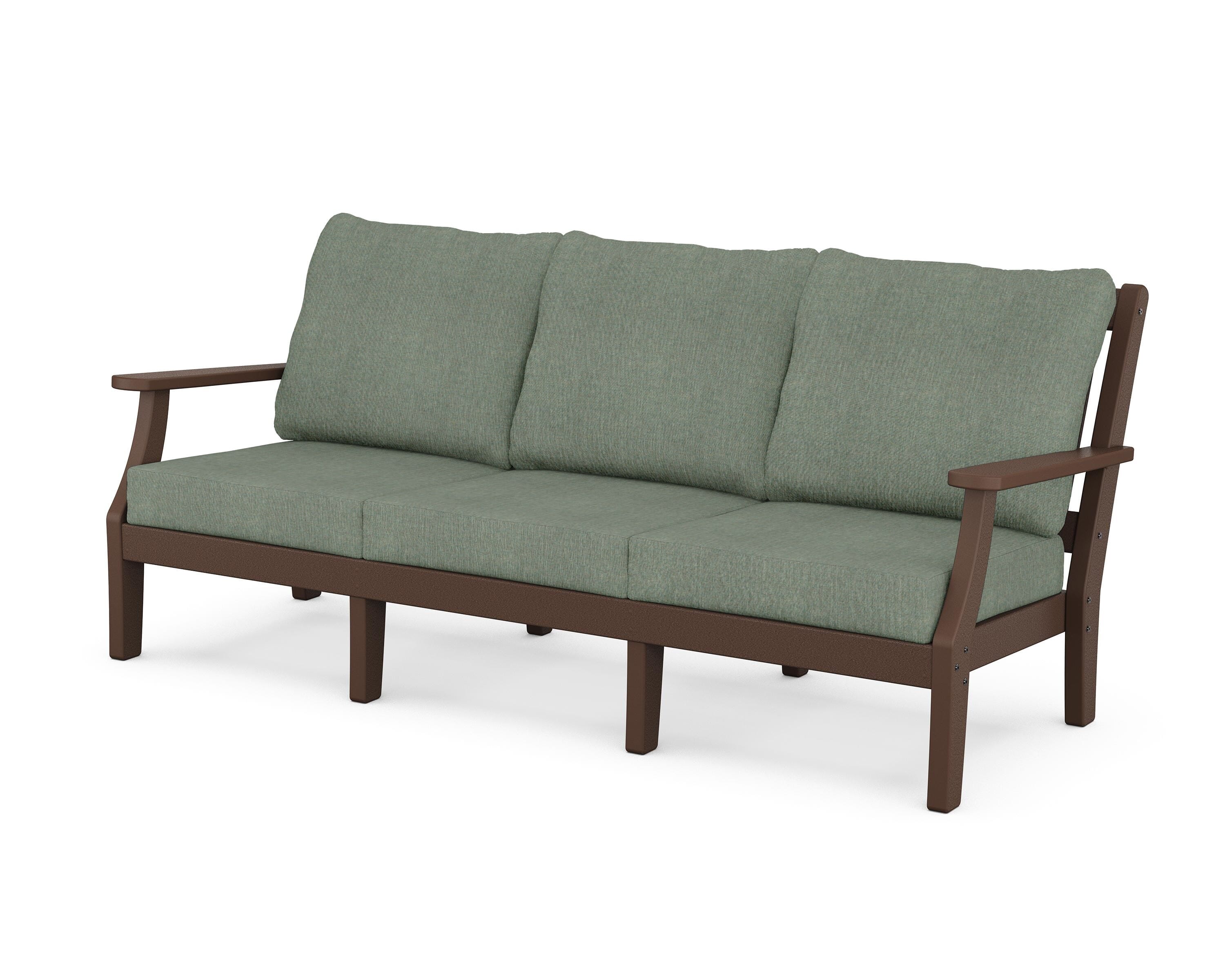 Martha Stewart by POLYWOOD® Chinoiserie Deep Seating Sofa in Mahogany / Cast Sage