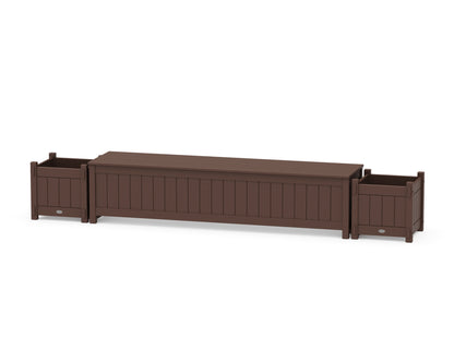 POLYWOOD® 72" Vineyard Straight Planter Storage Bench Set in Mahogany