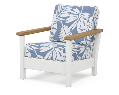 POLYWOOD® Harbour Deep Seating Chair in White / Natural / Leaf Sky Blue