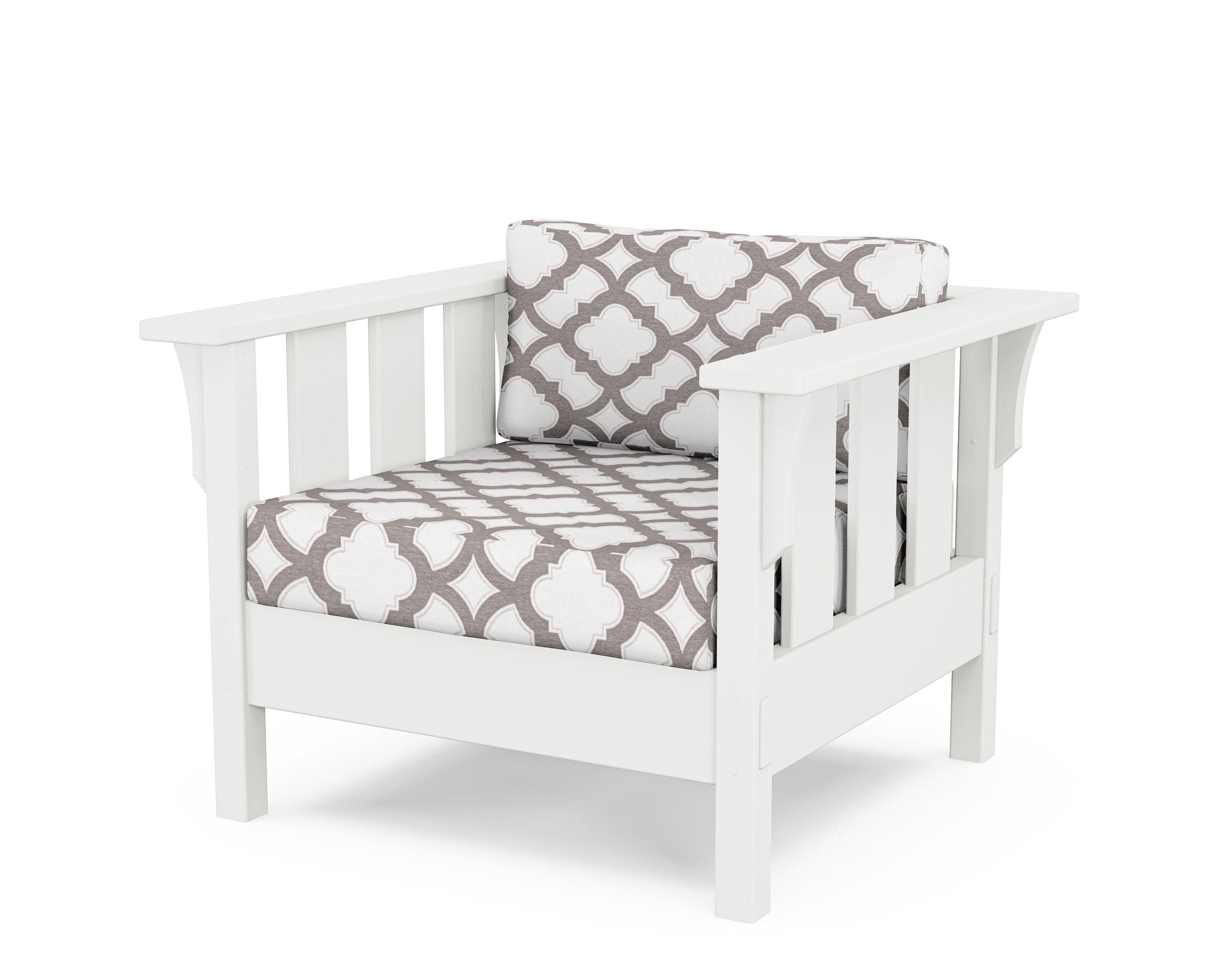 Martha Stewart by POLYWOOD® Acadia Deep Seating Chair in White / Trellis Grey Mist