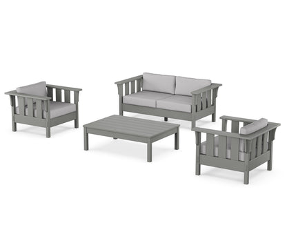 Martha Stewart by POLYWOOD® Acadia 4-Piece Deep Seating Set with Loveseat in Slate Grey / Granite