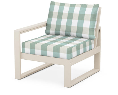 POLYWOOD® EDGE Modular Left Arm Chair in Sand / Buffalo Plaid Glacier Spa