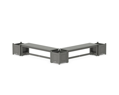 Country Living 60" Country Living L- Shaped Planter Bench Corner Set in Slate Grey