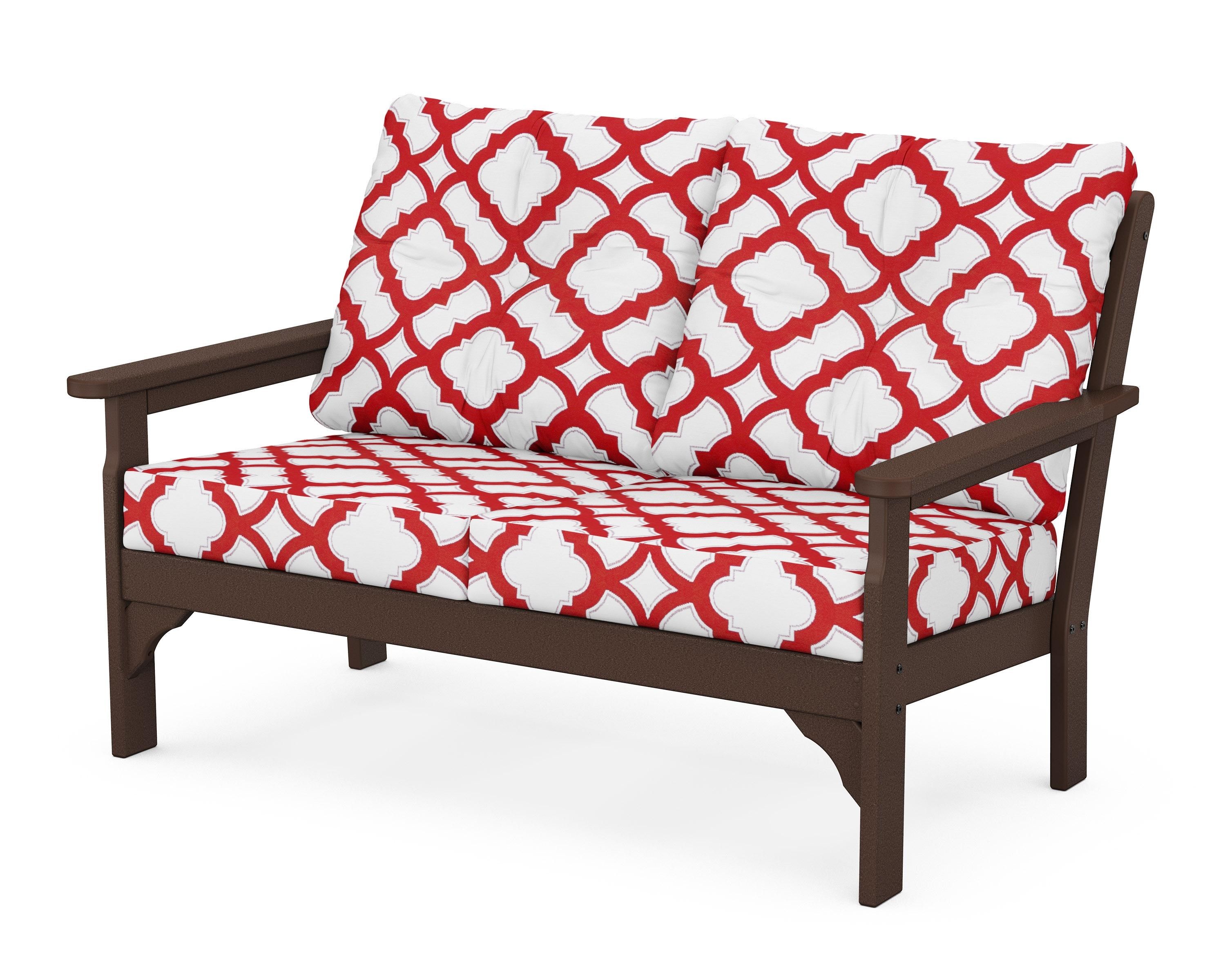 POLYWOOD® Vineyard Deep Seating Loveseat in Mahogany / Trellis Crimson