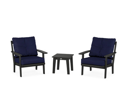POLYWOOD® Oxford 3-Piece Deep Seating Set in Black / Navy