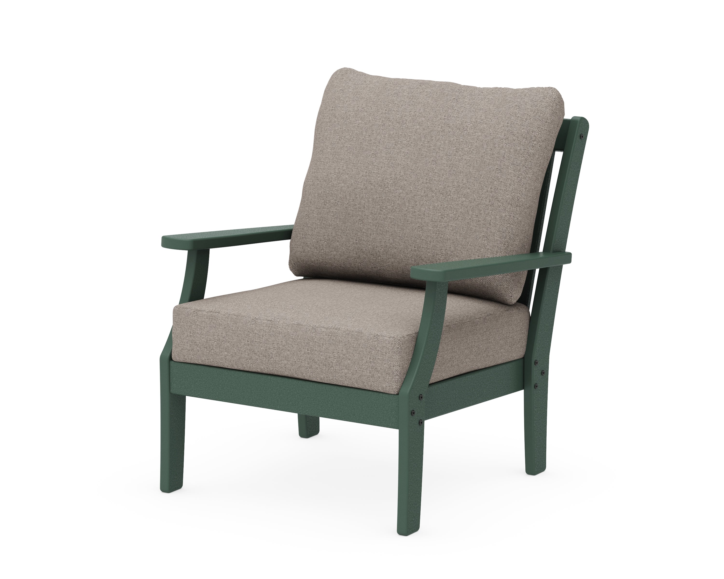 POLYWOOD® Braxton Deep Seating Chair in Green / Weathered Tweed