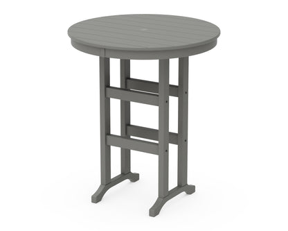 POLYWOOD® 36" Round Farmhouse Bar Table in Slate Grey