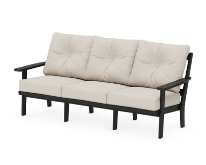 POLYWOOD® Oxford Deep Seating Sofa in Black / Dune Burlap