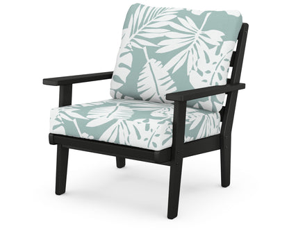 POLYWOOD® Grant Park Deep Seating Chair in Black / Leaf Glacier Spa
