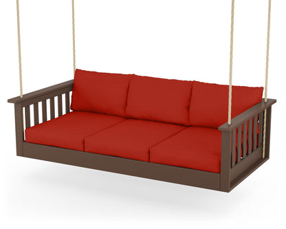 POLYWOOD® Vineyard Daybed Swing in Mahogany / Canvas Jockey Red