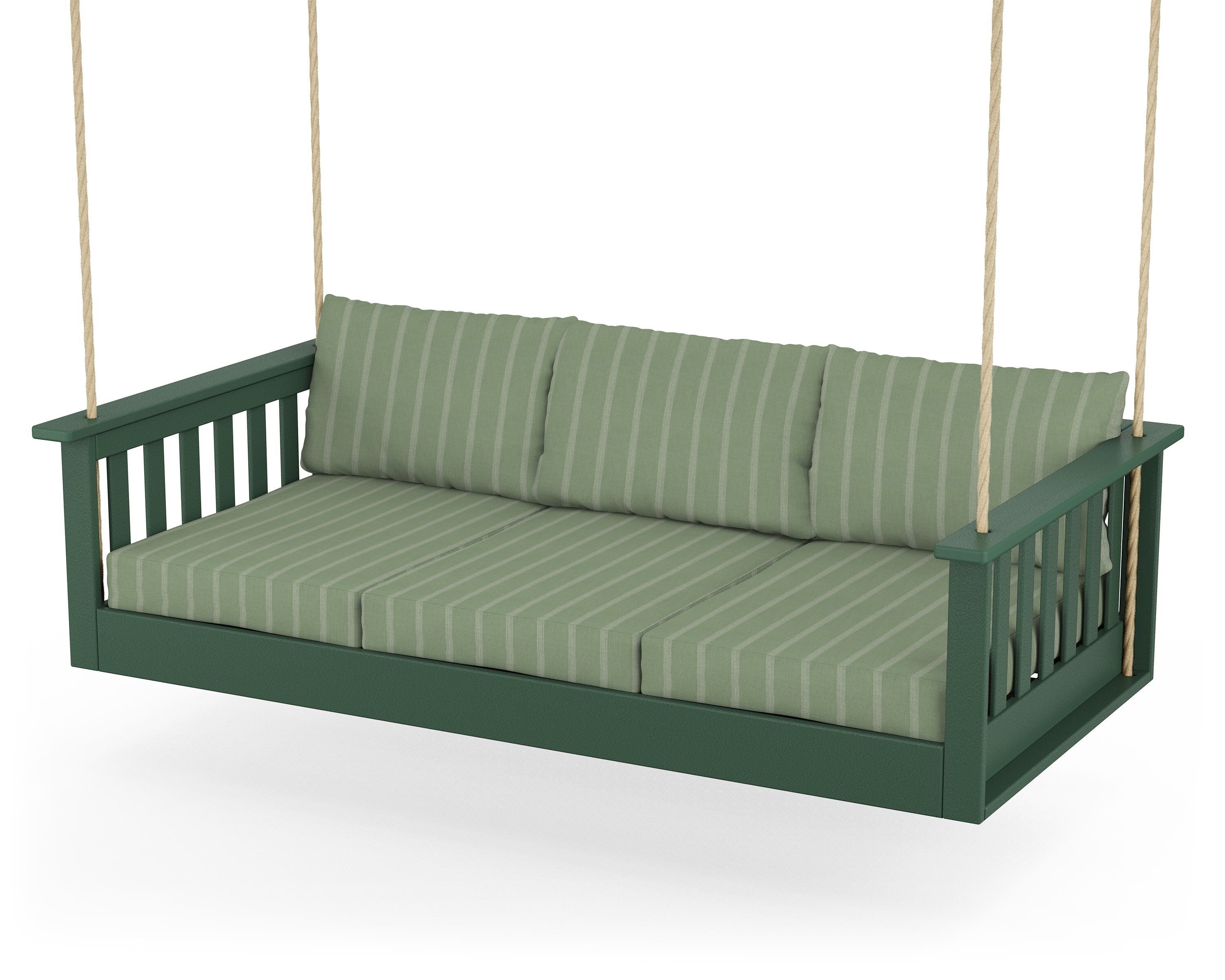 POLYWOOD® Vineyard Daybed Swing in Green / Unwind Rainwashed